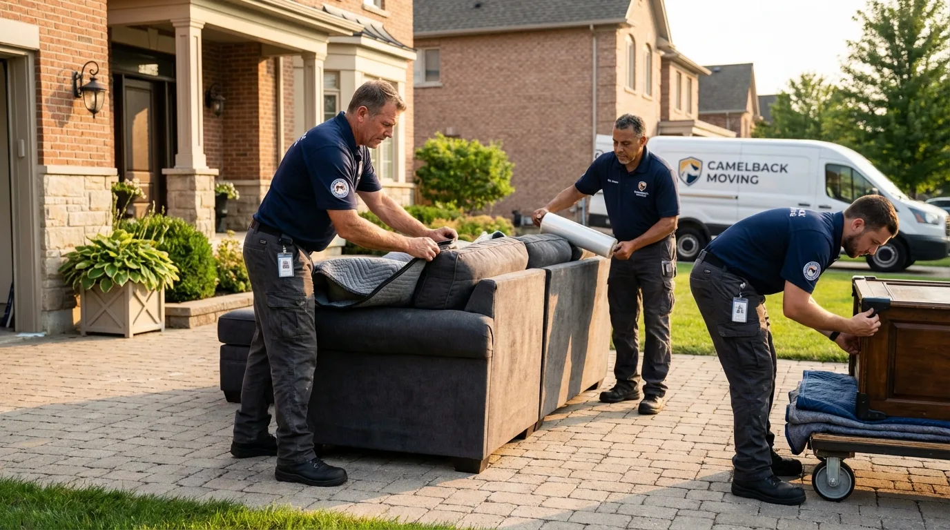 Large estate moving crew wrapping furniture in Monticello, IN