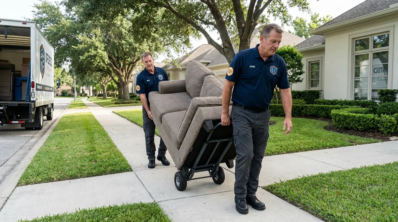 Local residential moving crew loading furniture in Monticello, IN